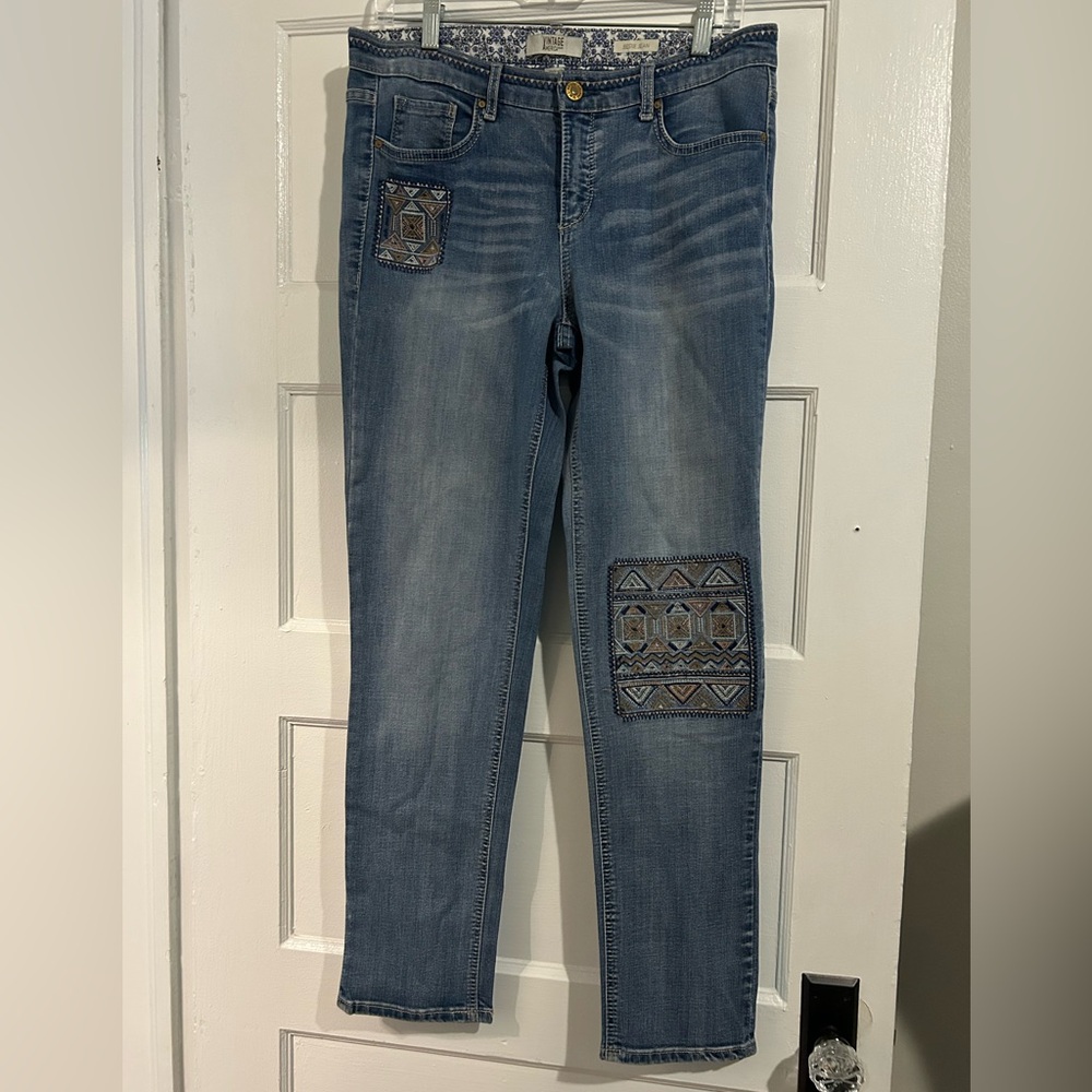 Vintage America Blue Skinny Jeans with Embroidery